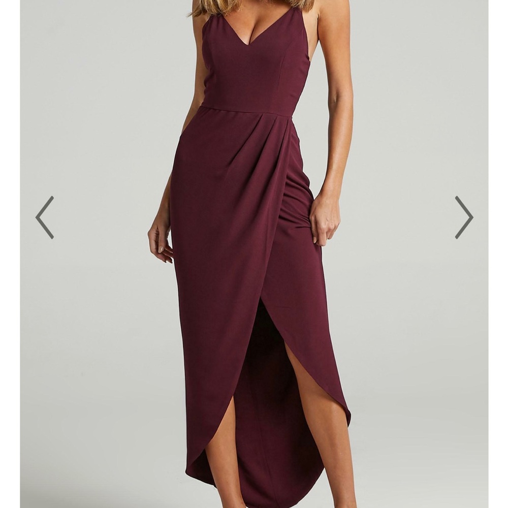 Classy maroon high-low dress